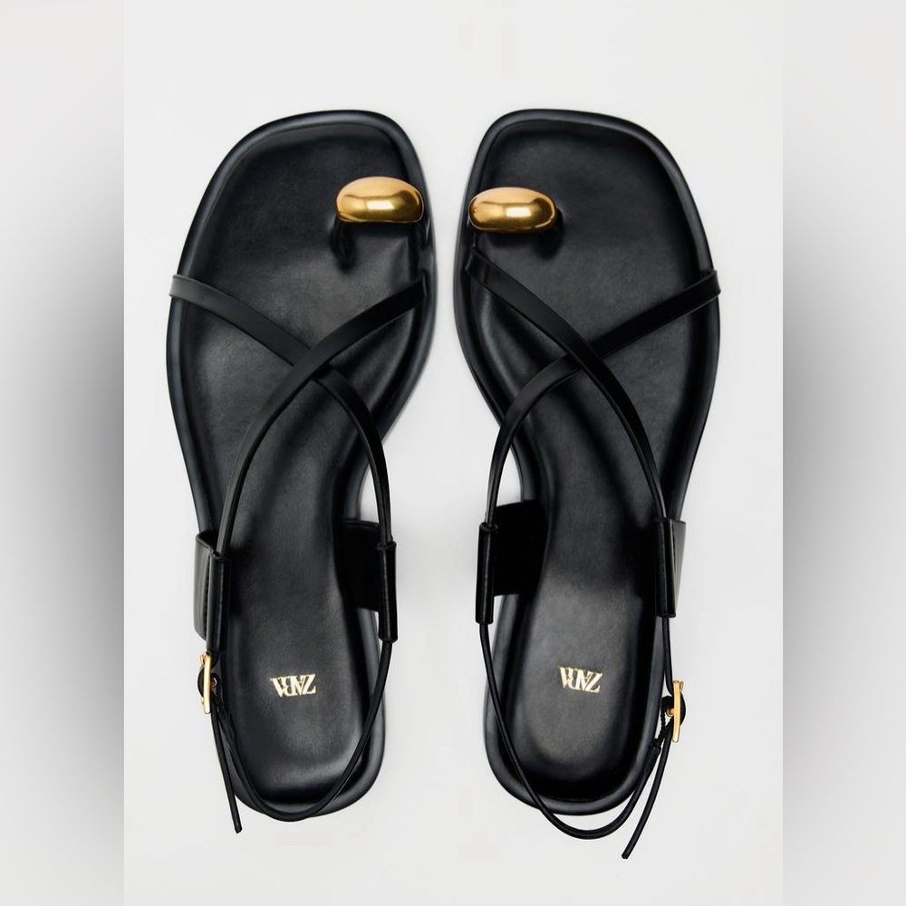 Great summer sandals, fun, chic, luxe look, gold toe accents. Upscale feel